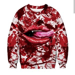 Unisex Licking Lips Red Paint Splatter Hoodie XL